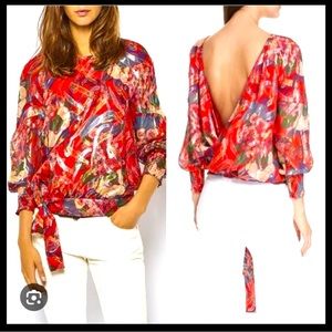 ba&sh Silk Metallic Open Back July Top NWT